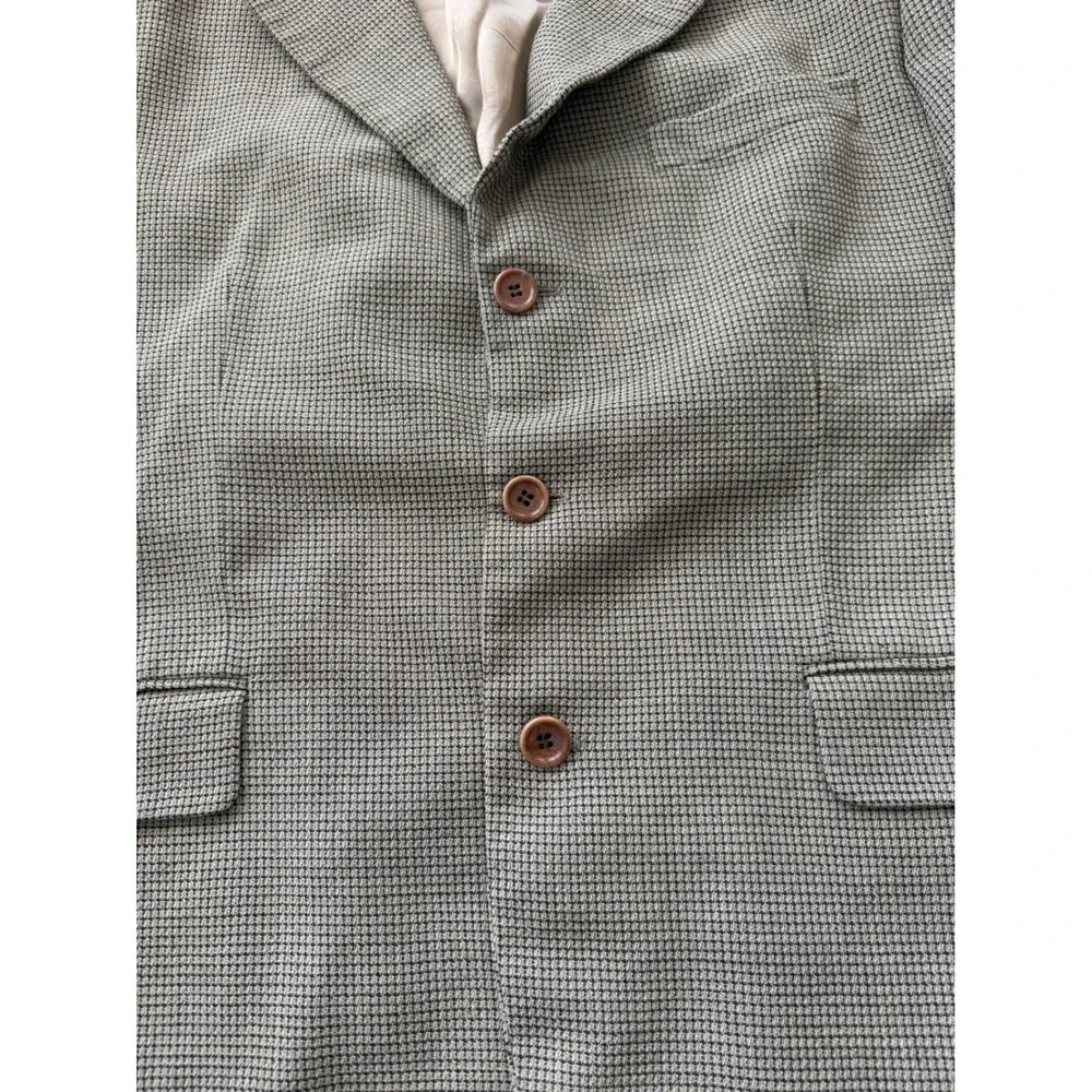 Vintage Hugo Boss Wool Houndstooth Blazer Einstein Sport Coat 46R/XL 3/4 sleeve